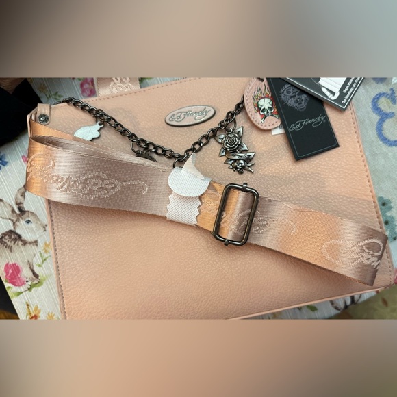 Ed Hardy Light Pink Satchel with Charm Chain - Picture 8 of 10